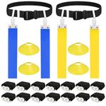 DkOvn Flag Football Belt, 1/10/14pcs Adjustable Flag Football Belt with Belt and Flags, for Kids, Youths, Adults, 14pcs(7 Blue+7 Yellow), One size