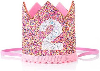 2 Year Birthday Crown Baby, Baby Girl Princess Girl 2 Years Birthday Crown, Adjustable 2nd Birthday Hat Baby Crown for Baby Girl Second Birthday Party, Kids Party Hats Party Decoration