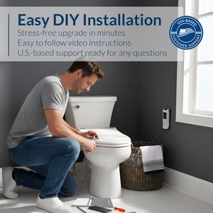 BioBidet Bliss BB2000 Elongated Smart Bidet Toilet Seat – White, Wireless Remote, Warm Water, Nightlight