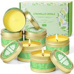 SCENTORINI Citronella Candle, Soy Wax Citronella Candle Outdoor, 6 x 75 g Portable Travel Tin Citronella Scented Candles, Lemongrass Candles Gift Set for Outdoor Garden, Camping
