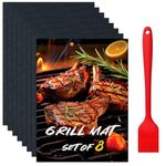 BBQ Grill Mat Set of 8+1, Reusable and Non-Stick BBQ Mat, Heat Resistant Cooking Mat, Easy to Clean, Works on Gas, Charcoal, Electric Grill