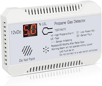 WELLUCK RV Propane Gas Detector with Loud Alarm, LP Propane Alarm Safe Replacement for Camper Trailer Motorhome Motorcoach, 12V, 85dB, Digital, White