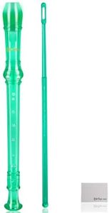 Everjoys Soprano Recorder for Beginners- German C Key Style 8 Hole Flute Detachable 3pcs ABS Crystal Music Recorders w/Cleaning Rod,Bag and Fingering Chart, Transparent Green
