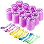 Aitakl Self Grip Hair Rollers Set, 36PCS Self Holding Rollers and 12 PCS Multicolor Plastic Duck Teeth Bows Hair Clips Hairdressing Curlers for Women, Men and Kids (48 mm, 36 mm, 25 mm, 48 Pieces)