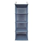 BrilliantJo Hanging Wardrobe Organizer for Clothes Sweaters 4-shelf Hanging Closet Storage Shelves Washable (31.5 * 12 * 12 inch, Blue-grey)