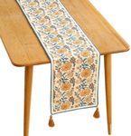 ISAENNE Designer Elegant Linen Table Runner 118 Inches, Yellow Flower Pattern Long Table Runners for Thanksgiving,Dining Room,Banquet,Holiday,Christmas,New Year,12"*118"