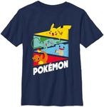 Pokemon Kids Starter Pendents Boys Short Sleeve Tee Shirt, Navy, Small