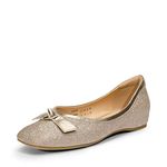 DREAM PAIRS Women's Dressy Ballet Flats, Comfortable Low Wedge Square Toe Shoes,Size 8.5,Gold-Glitter,SDFA2309W