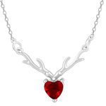 GIVA 925 Silver Deer Heart in Red Necklace|Gift for Girlfriend| With Certificate of Authenticity and 925 Stamp | 6 Months Warranty*