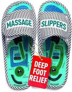 MEDISTELLAR Acupuncture Massage Slippers with Magnets - Shiatsu Foot Massager for Plantar Fasciitis Pain Relief, White/Black, 8.5-10 Women/7-8.5 Men