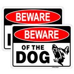 Joffreg Beware of Dog Sign,Dog Warning Sign,10 x 7 Inches,Reflective Aluminum,2 Pack