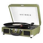 Victrola Vintage 3-Speed Bluetooth Portable Suitcase Record Player with Built-in Speakers | Upgraded Turntable Audio Sound | Green Olive