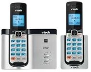 Vtech DECT 6.0 2 Cordless Phones with Bluetooth Connect-to-Cell, Caller ID, Handset Speaker Phones, Black and Silver - DS6611-2