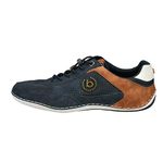 bugatti Men's Casual sneaker with flexible sole, lace-up shoe with memory foam, elastic laces, Dark Blue, 7.5 UK