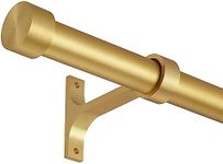 Lwiiom Gold Curtain Rods for Windows 28 to 48 Inch,Adjustable Drapery Rods with Aluminum End Cap and Full Surround Brackets,1-Inch Window Curtain Rod for Wall and Ceiling Mount