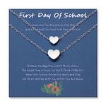 SUNSH Back to School Gifts Mother Daughter Matching Heart Silver Necklaces Set for 2,Mommy and Me Jewelry,Separation Anxiety First day of School Present for Girls