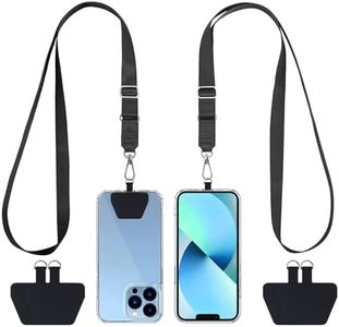 CACOE Phone Lanyard 2 Pcs Adjustable Neck Strap,4 Pcs Patches,Multifuctional Patch Polyester Phone Lanyards Compatible with Most Smartphones(Black+Black)