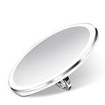 simplehuman ST3042 10cm Sensor Mirror Compact, Light Up Makeup Magnifying Mirror, 3X Magnification, Tru-Lux Light System, Ring Handle, 3 Brightness Settings, Rechargeable, White Stainless Steel