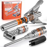 THINKWORK Grease Gun Coupler Set, Double Handle Extra Reach Strong Lock on Greases Gun Couplers with 90°Grease Coupler Adaptor, 12000 PSI Compatible with All Grease Guns 1/8" NPT Grease Gun Fitting