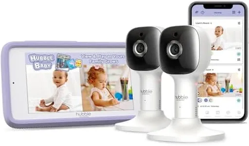 HUBBLE CONNECTED Nursery Pal Cloud Touch Twin Smart WiFi Enabled Baby Monitor with 2 Cameras, 5 Inch HD Color Touchscreen Parent Unit, Plus Preloaded Soothing Sounds, Lullabies, and Stories, White