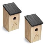 Wooden Nesting Box Traditional Wild Birds Nest House for Outdoor Garden Patio Eco Friendly bird bedroom | 11 x 12 x 21 cm (Wooden) (Pack of 2)