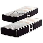 Underbed Storage Bag Organizer (2 Pack) Large Capacity Storage Box with Reinforced Strap Handles, PP Non-Woven Material, Clear Window, Store Blankets, Comforters, Linen, Bedding, Seasonal Clothing