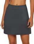 Ekouaer Women's Anytime Casual Golf Skirt with Underneath Shorts Running Plus Size Skorts Dark Grey