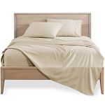 Bare Home Double Sheet Set - 1800 Ultra-Soft Microfibre Double Bed Sheets - Hydro-Brushed - Deep Pocket - 4 Piece Set - Fitted Sheet, Flat Sheet, and 2 Pillowcases - Bedding Sheets (Double, Sand)