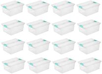 Sterilite Clear Plastic Deep Multipurpose Stackable Storage Container Tote with Indexed Latching Lid for Household or Office Organization, 16 Pack