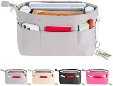 HyFanStr Organisateur de Sac à Main en Nylon pour Femmes, Bag In Bag Pochette Sac de Rangement Intérieur avec à Fermeture éclaire Petit Gris
