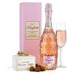 Thornton & France Sparkling Wine & Chocolates Gift Set For Her With Rose Wine & Chocolate Truffles In A Pink Gift Box | Birthday Gift For Her