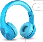 LilGadgets Connect+ Pro Wired Kids Headphones for School with Microphone, Volume Limiting & Noise Cancelling Over-Ear Headset with Cord, SharePort Technology & SoftTouch Padding, Blue