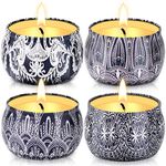 Hausware Citronella Candles - 4 Pack Citronella Candles Outdoor Set，Indoor Scented Soy Wax Candles Portable Travel Tin Gift Set for Home Garden Patio Balcony Decorative