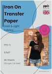 PPD Inkjet Iron-On Mixed Light and Dark Transfer Paper LTR 8.5X11 - Pack of 40 Sheets (PPD005-Mix)