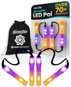 UltraPoi HelixPoi LED Glowstick Handles Set - Light Up Glow Sticks w/Soft Silicone Handles, Adjustable Leashes, and Gear Bag - 70+ Color Modes and Patterns Flow Art Toys for Parties, and Festivals
