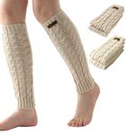 Leg Warmers for Women - Cable Knit Leg Warmers - Knitted Ankle Warmers - Winter Boot Cuffs for Women - Warm Calf Leg Warmers, Beige, Cream, OSFM