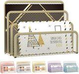 SUPEASY Desktop File Organizer, Mesh Metal Mail Holder Countertop with 3-Slot Letter Sorter, Office Envelope Organizer (Yellow)