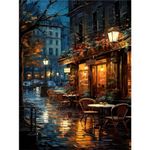 Landscape Paint by Numbers for Adults-Rainy Night Painting by Numbers for Adults,Landscape Oil Paint by Numbers Kits for Wall Art Decor Gifts(12x16Inch,Frameless)