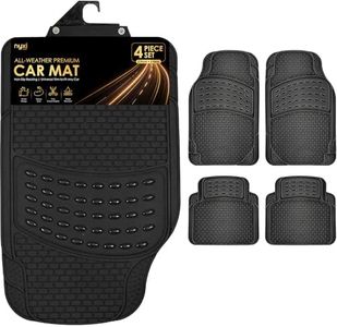 Nyxi 4 Piece Rubber Car Mat (Front + Rear) Universal Non-Slip Deep Dish Heavy Duty for Cars SUV Truck and VAN, Water Proof, All Weather