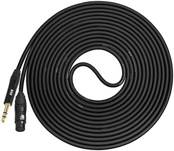 LyxPro 1/4” TRS to XLR Female Microphone Cable - 15 Ft - Black - for Professional Microphones and Devices