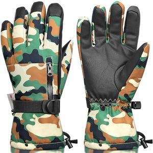 Odtmger Snow Gloves,Touchscreen Ski Mittens,Warm Cold Weather Ski Gloves for Parent Boys Girls