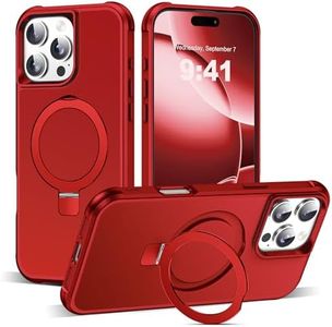 SKYLMW Compatible with iPhone 16 Pro Case with Invisible Magnetic O-Ring Stand Military-Grade Case for iPhone 16 Pro 6.3" [Compatible with Mag-Safe][Great Grip Feeling], Red