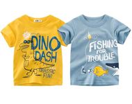 Googo Gaaga Cotton Boy's T-Shirt (Gg-Boystshirt2_Blue, Yellow_2 Years-3 Years)