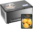 KLAMER 2-in-1 Eismaschine & Joghurtbereiter 2 L, 180 W Eiscrememaschine aus Edelstahl mit Kühl- und Heizfunktion, hausgemachtes Speiseeis mit selbstkühlendem Kompressor, mit digitalem Rezeptbuch