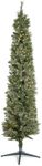 Home Heritage Stanley 7 Foot Skinny Pencil Pine Pre-Lit Artificial Christmas Tree Holiday Decor with 350 White Clear Lights and Stand, Green