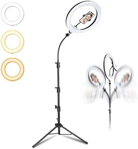 Miyira 12” Flexible Ring Light with Dual Gooseneck Stand & Phone Holder, 3 Light Modes Dimmable LED Selfie Light, USB Powered Tripod Ring Light for Makeup, TikTok, YouTube, Vlogging, and Photography