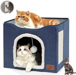 Mofish Cat Beds for Indoor Cats,Large Pet Cat Cube House Foldable with Ball Hanging and Scratch Pad,Soft and Self Warming Cat Cando Cave & Furniture,Kitten Shelter with Warm Plush Bed