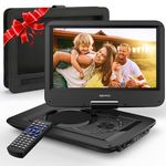 DEVINC 12.5" Portable DVD Player with 5-Hour Rechargeable Battery, 10.5" HD Swivel Screen with Car Headrest Holder, Car Charger and Power Adaptor, Support CD/DVD/SD Card/USB, Region Free (Black)