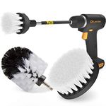 Holikme 4Pack Drill Brush Power Scrubber Cleaning Brush Extended Long Attachment Set All Purpose Drill Scrub Brushes Kit for Grout, Floor, Tub, Shower, Tile, Bathroom and Kitchen Surface White