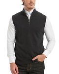 KALLSPIN Men’s Cotton Quarter Zip Stand Collar Sweater Vest Thick Knitwear Casual Sleeveless Pullover(Dark Grey, Large)